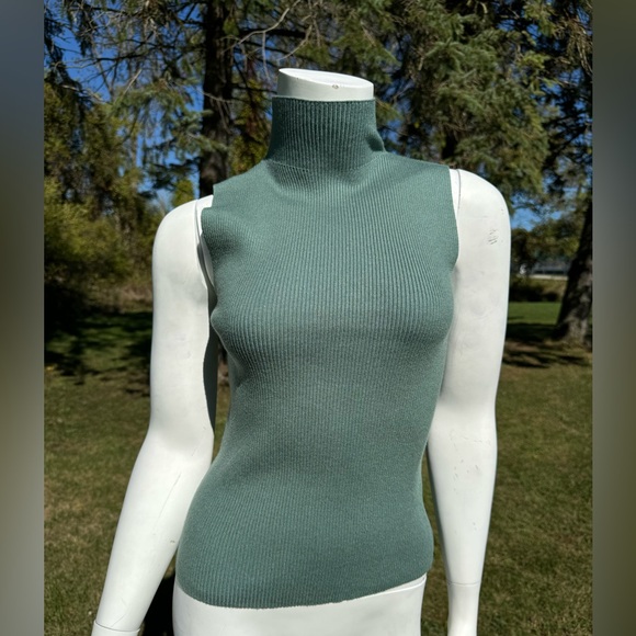 NWT Teal Ribbed Turtleneck Tanktop 'Sweewe Paris' Small Shabby Chic - Picture 4 of 4